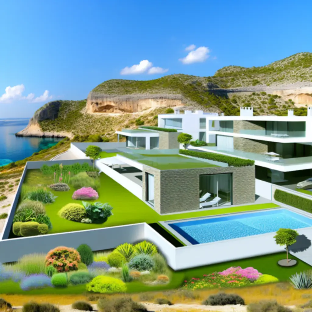 International clifftop villa exterior with panoramic sea views.